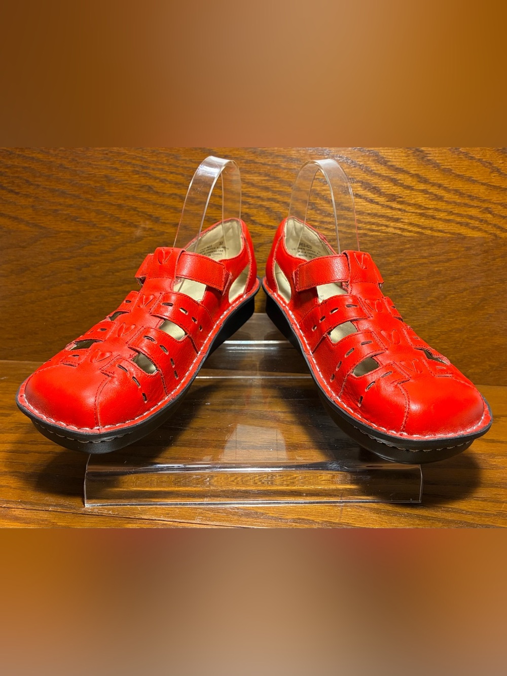 Alegria Pesca Tomato Red Leather Fisherman Sandals EU 37 US 7-7.5 - Picture 4 of 16